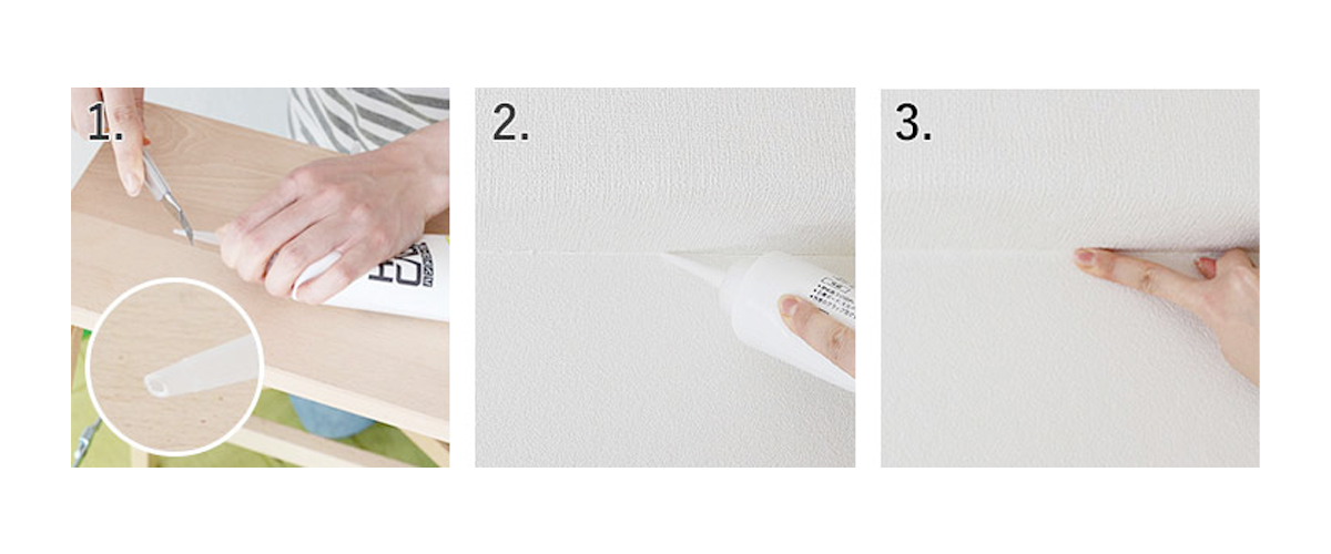 Finally, with a little extra touch up, the newly installed wallpaper will look even more beautiful. Using a caulking agent prevents the wallpaper from peeling up from the edges just in case. It is also great for covering up failed joints. Make sure the color of the caulking agent matches the wallpaper. CAULK AROUND THE EDGES 