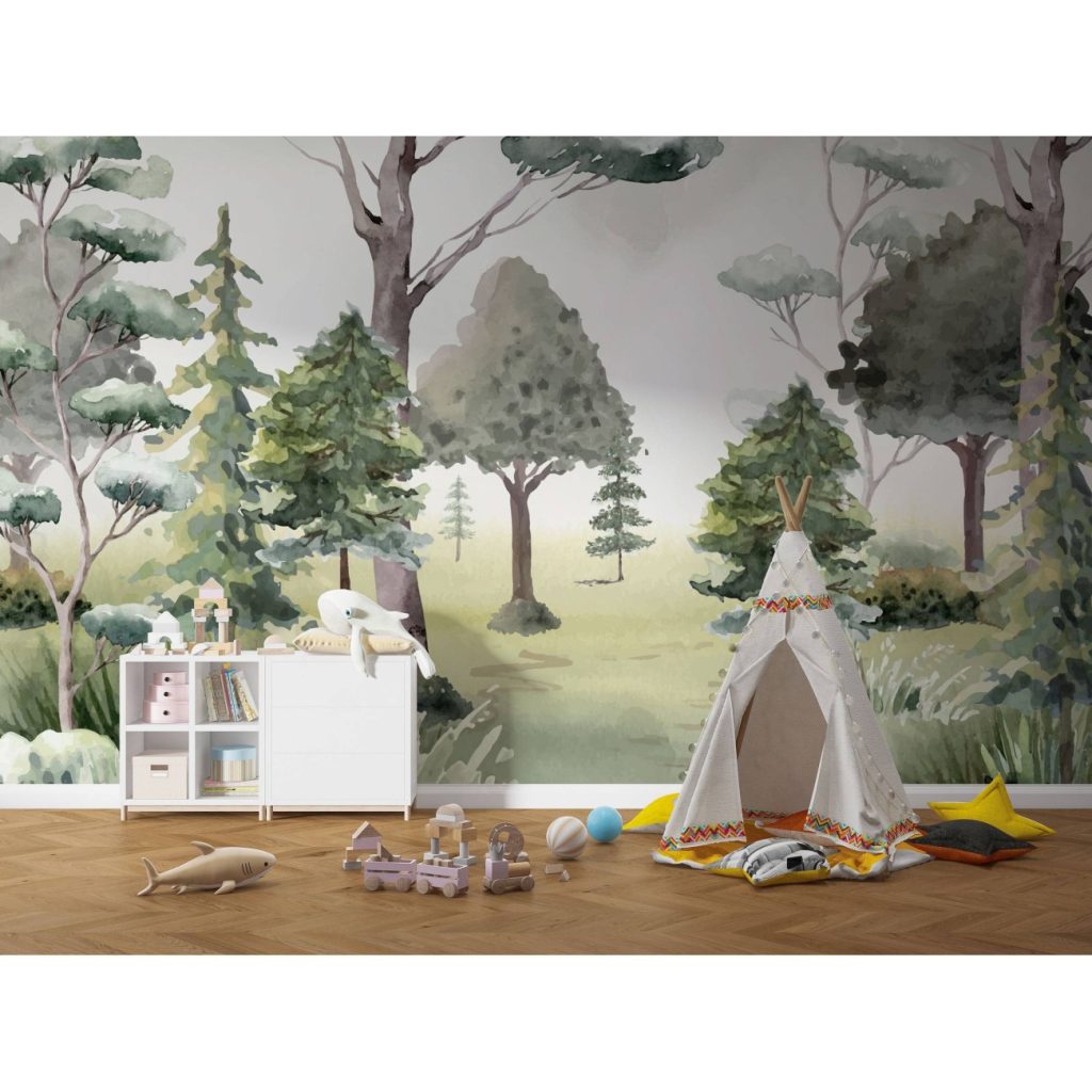 Summer forest wallpaper for kids room