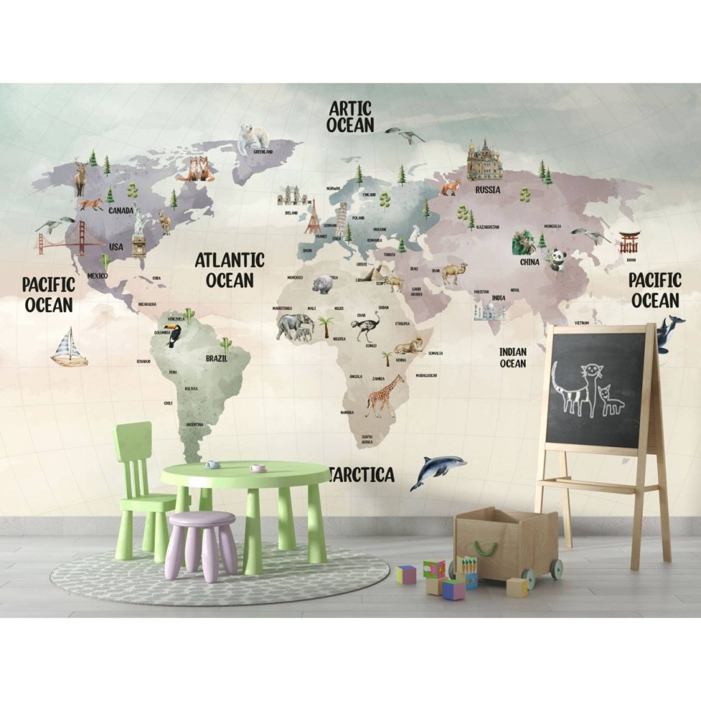 maps wallpaper for children room