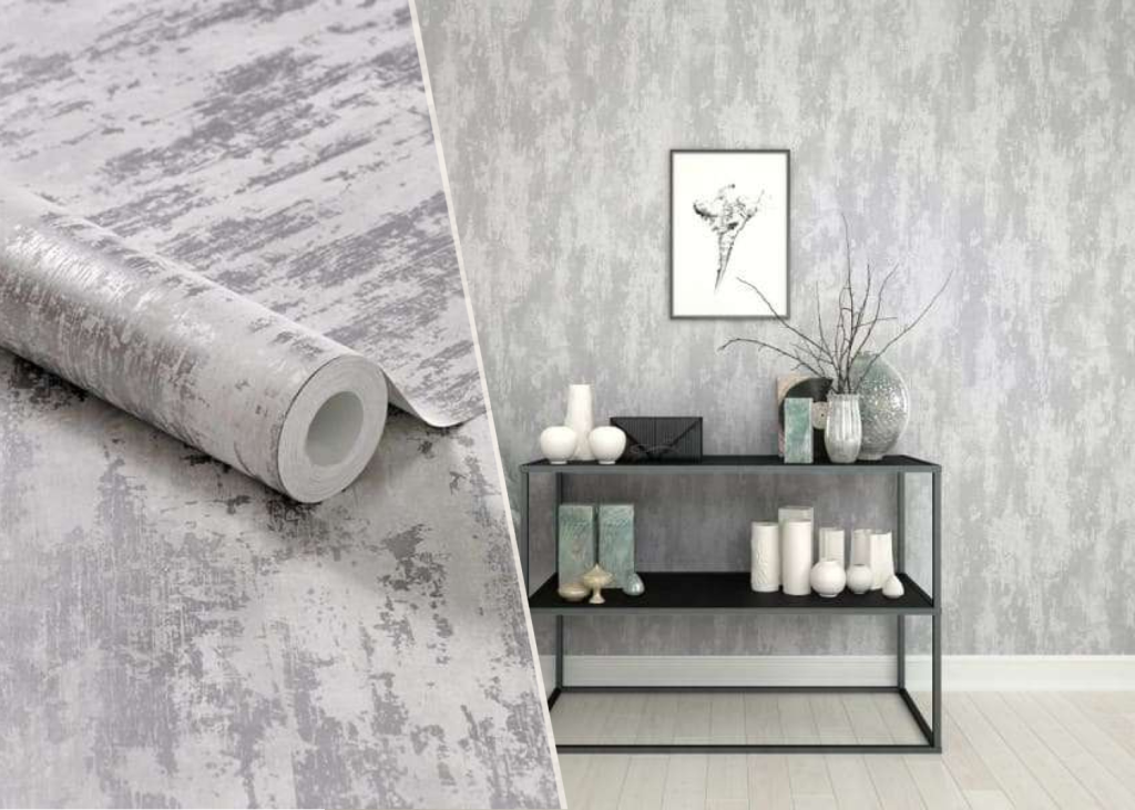 Industrial Texture Silver Metallic Wallpaper