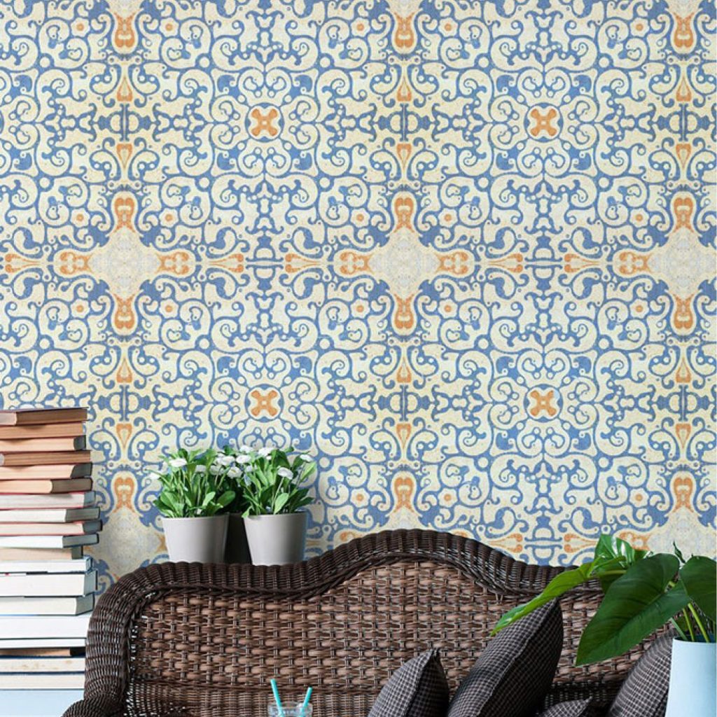 spanish tiles ethnic pattern wallpaper