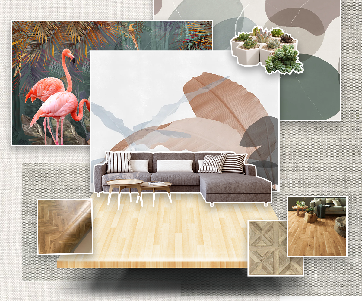 matching tones for combine floor decor and wallpaper
