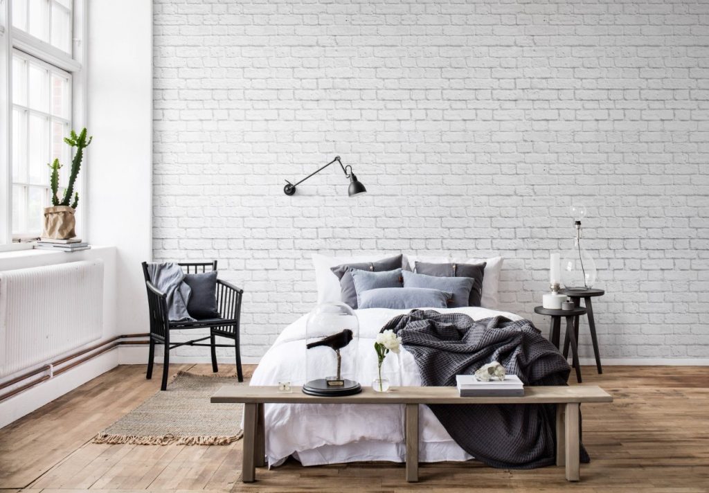 Nice Rustic Room Design Using Brick Wallpaper - HONPO BLOG