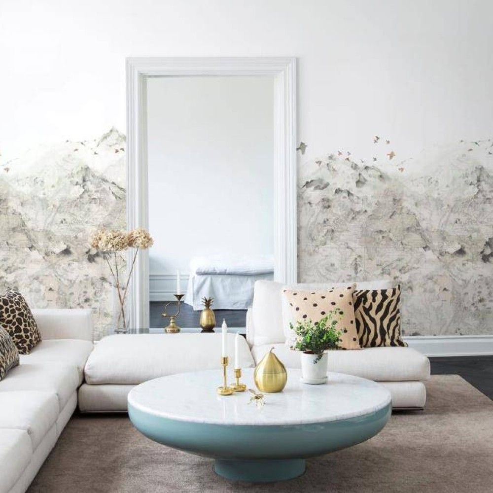 monochrome grey wallpaper for living room 