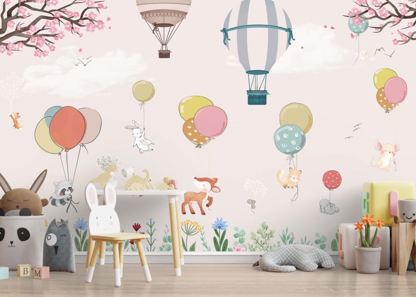 Toddler playroom interior design featuring Brush Stroke wallpaper  Livettes