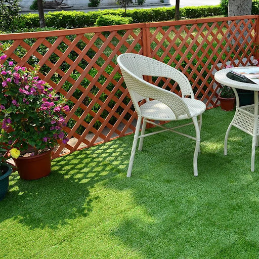 green balcony with synthetic grass