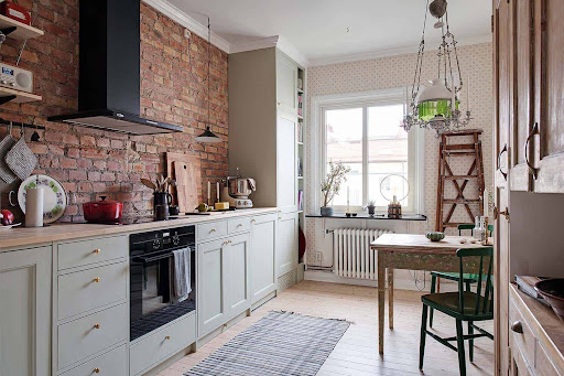 Easy Decorating for the Kitchen with Brick Wallpaper