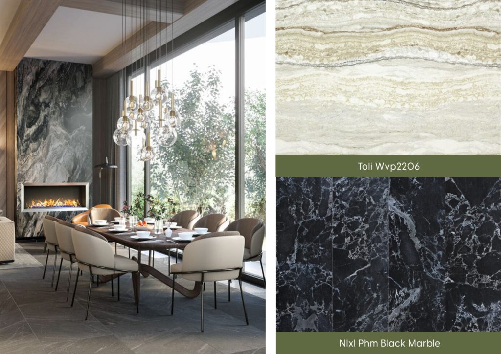 marble wallpaper designs for dining room