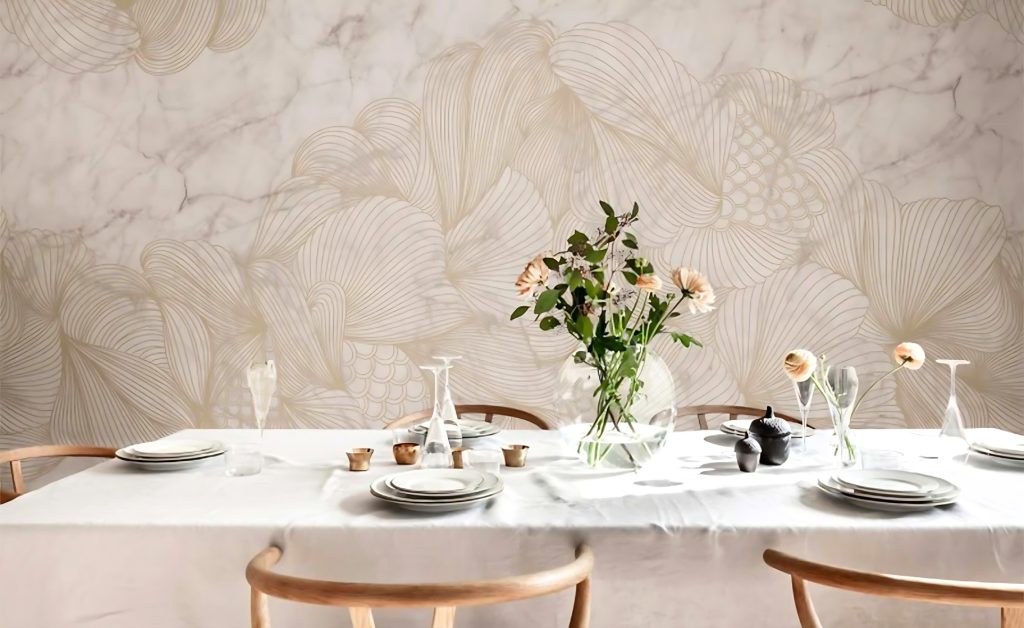 wallpaper designs for dining room: fresh natural beauty