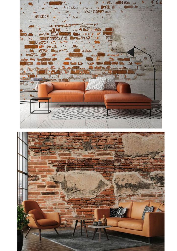 unfinished brick wallpaper ideas