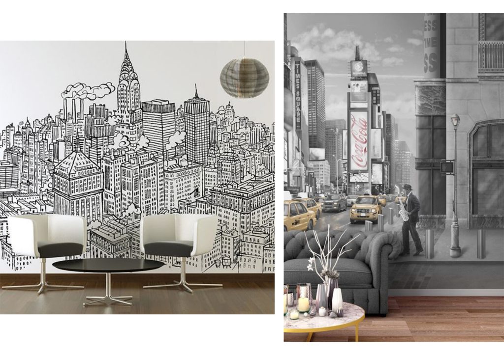 city wallpaper ideas for living room