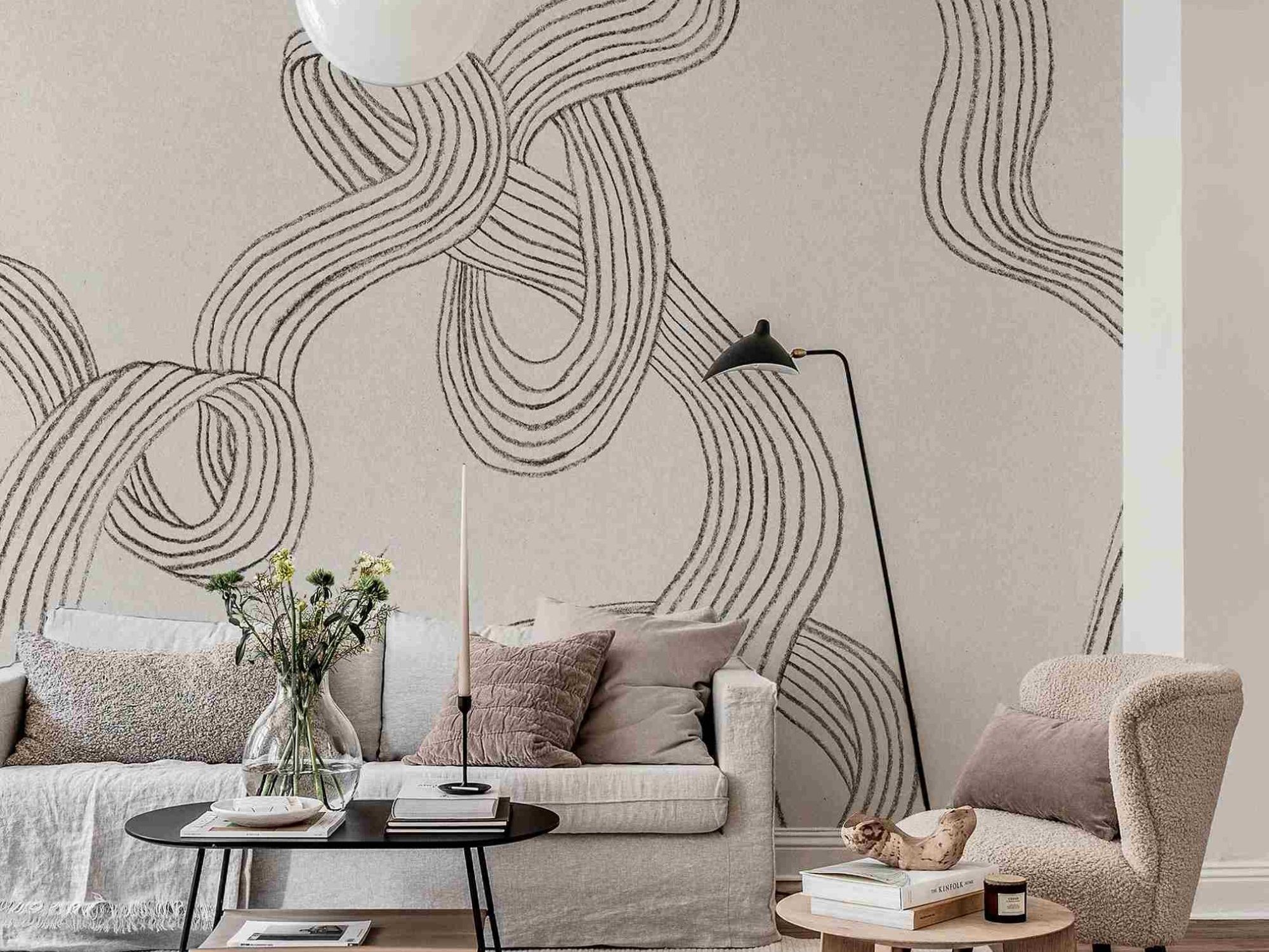 Stripes, Graphite Abstract Mural Wallpaper