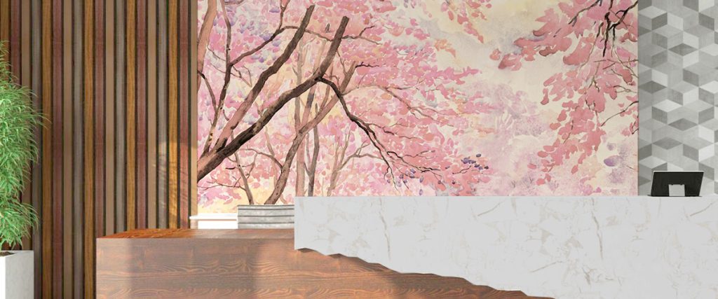 Sakura Blossoms for hotel lobby wallpaper