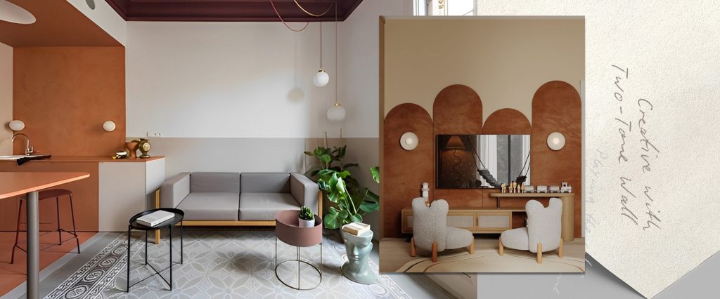 two-tone wall limewash living room