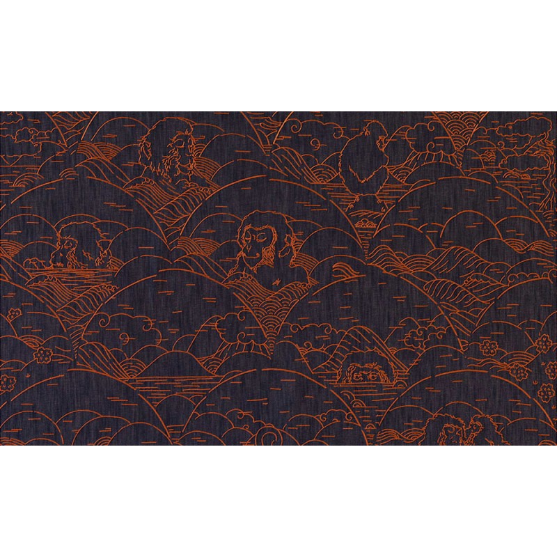 Indigo Macaque | MO3000 Copper | Mooi Wallcovering Tokyo Blue