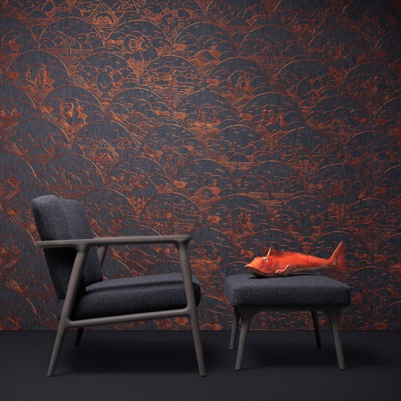 Indigo Macaque | MO3000 | Moooi Wallcovering Tokyo Blue 