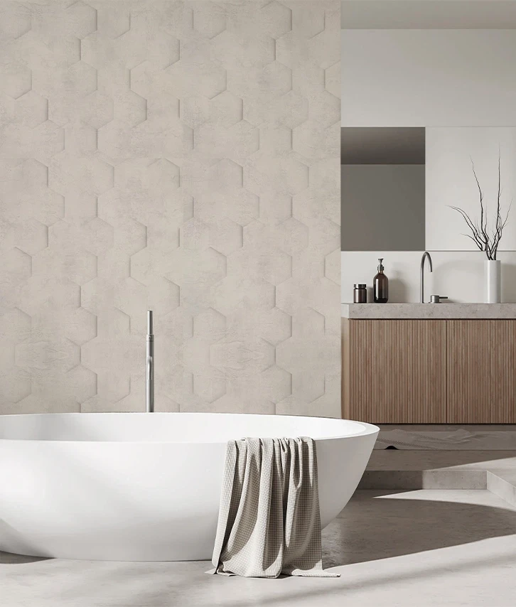 Concrete wallpaper for bathroom