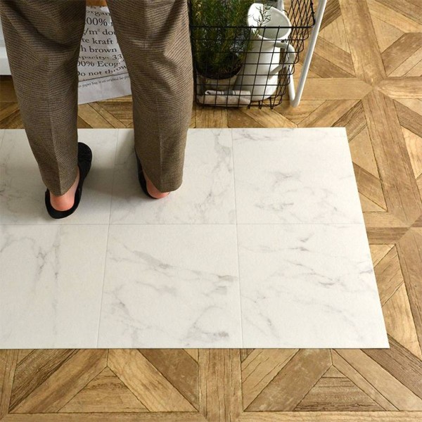 Floor Mat - White Marble