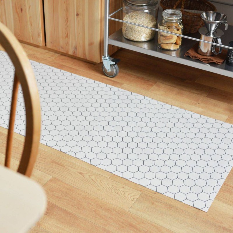 Floor Mat - Stylish Honeycomb White