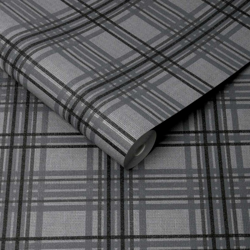 Graham & Brown / Highland / Country Tartan Charcoal 106572