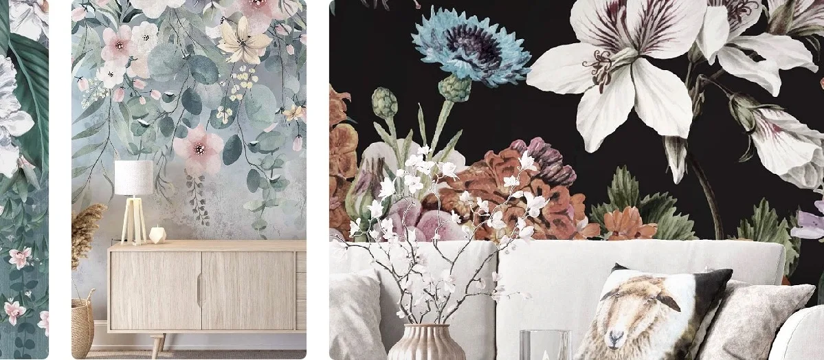 various designs of feminine floral wallpaper