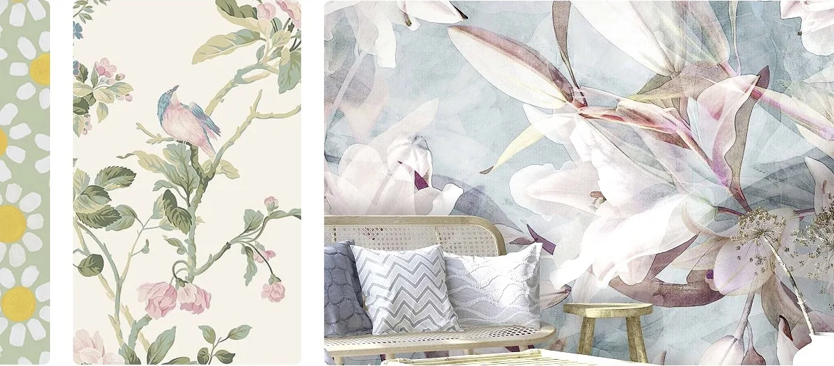 various designs of floral feminine wallpaper at Honpo