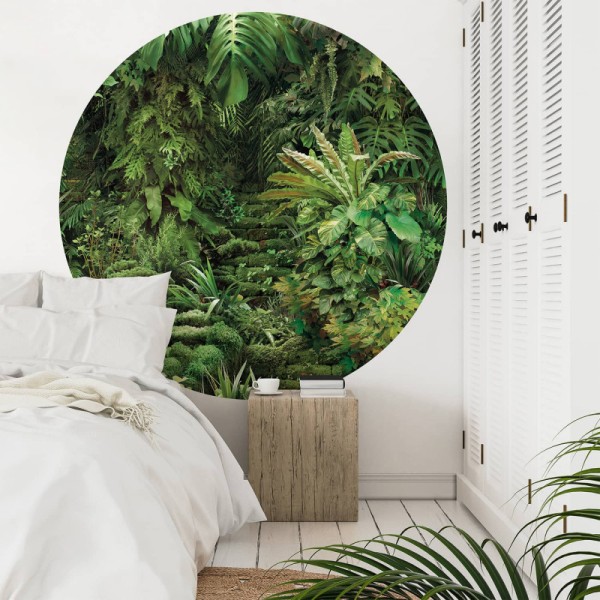 CIRC-LPV017 | Urban jungle circular wallpaper  Ø 130 CM