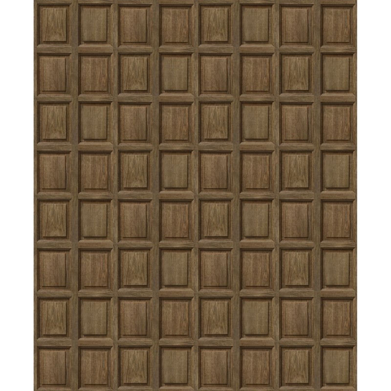 KOZIEL | Dark oak wood english paneling wallpaper | 8888-313