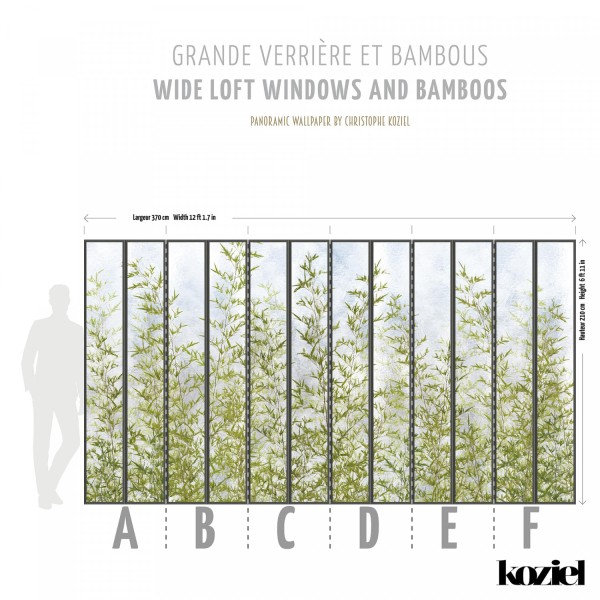 KOZIEL | Panoramic wallpaper wide loft windows and bamboos | LPV019XL-X