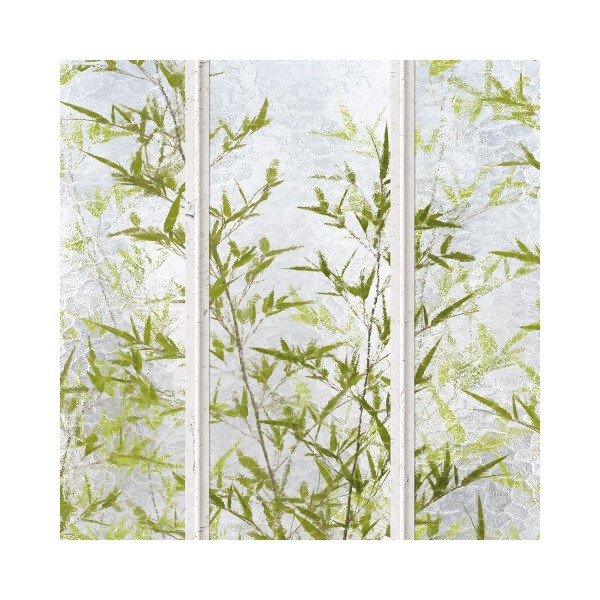 KOZIEL | Panoramic Wallpaper White Small Loft Windows and Bamboos | LPV021-X