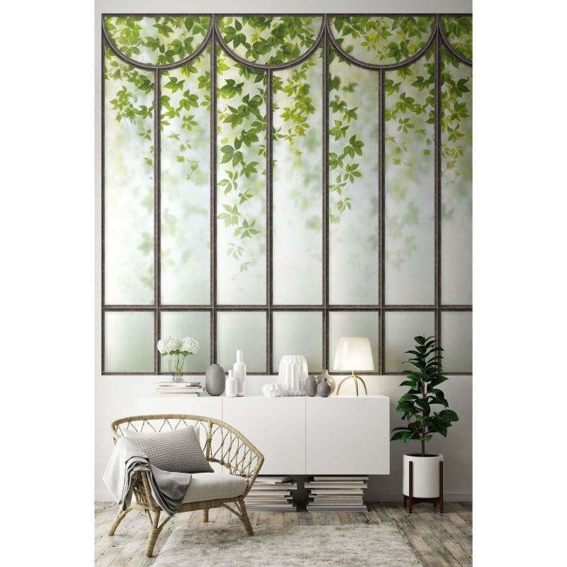 KOZIEL | Panoramic wallpaper romantic greenhouse windows | LPV023XL-X