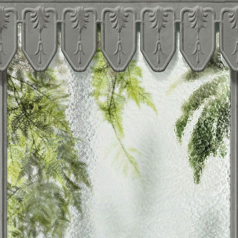 KOZIEL | Panoramic mural grey winter garden greenhouse | LPV032-X