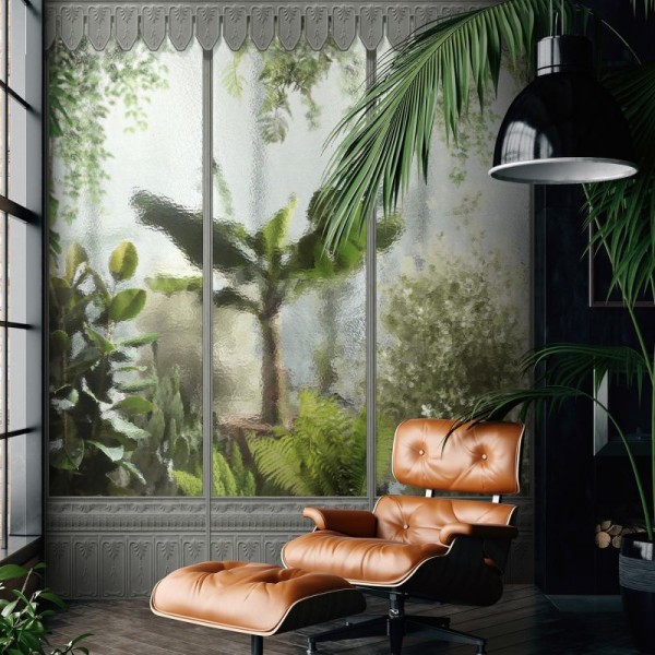 KOZIEL | Panoramic mural grey winter garden greenhouse | LPV032-X