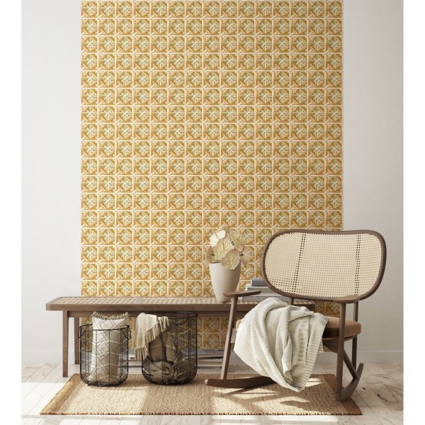 KOZIEL | Japanese Beige crossed wickerwork wallpaper | 8888-PM06