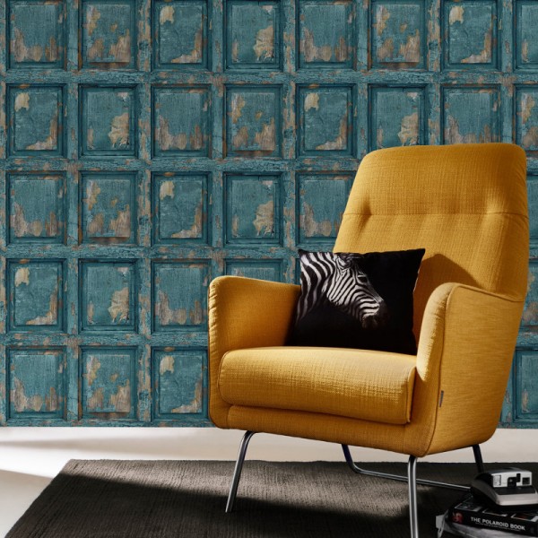 KOZIEL | English Antique Wood Paneling - Peacock Blue | 8888-323