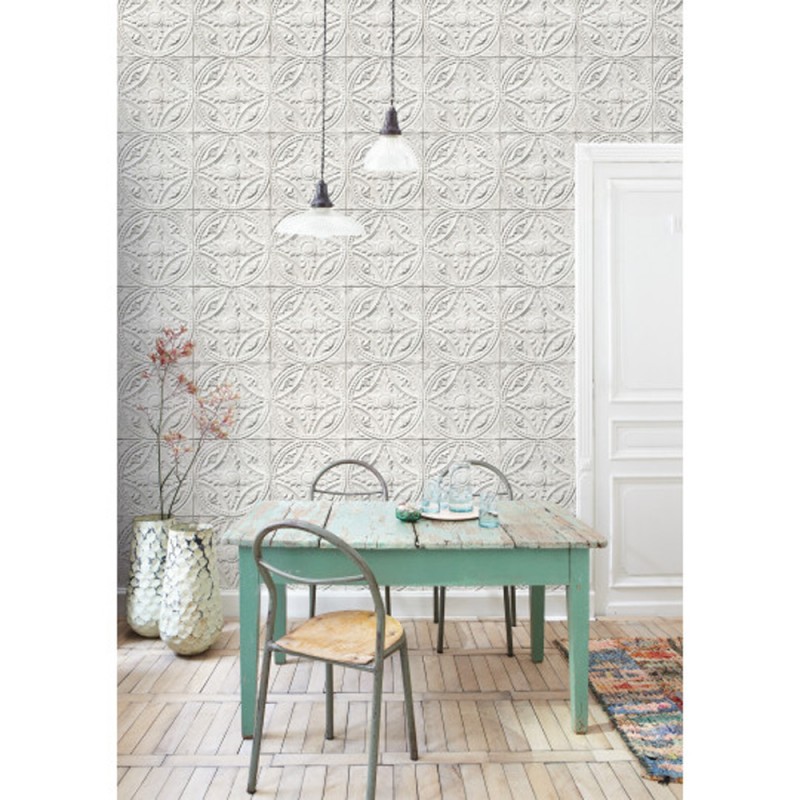 KOZIEL | White Medallion Tin Tiles | 8888-T121