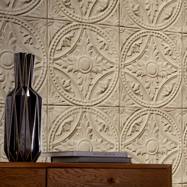 KOZIEL | Beige Tin Tiles Medallion | 8888-T123