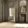 7931-28P | Warm grey fireplace with mirror and Haussmann panelling 133cm