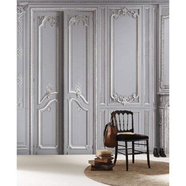 7941-58P | Light grey pastel Column with Haussmann panelling 40cm