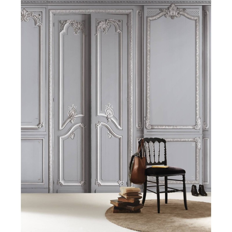 7941-60P|Light grey pastel narrow column with Haussmann panelling 52cm