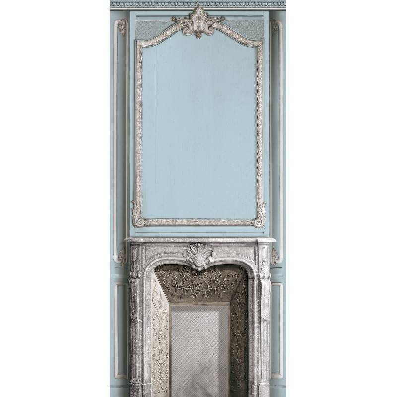 7941-49P | Light blue pastel fireplace and haussmannian panelling 133cm