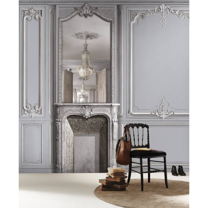 7941-60P | Light grey pastel narrow column with Haussmann panelling 52cm