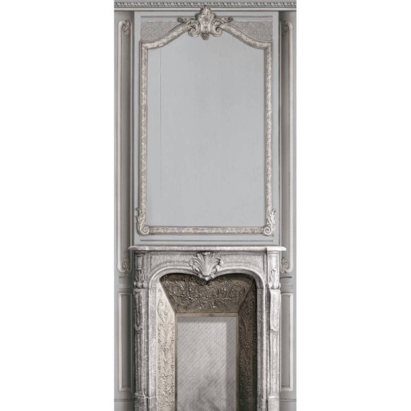 7941-74P | Light grey pastel fireplace and haussmannian panelling 133cm