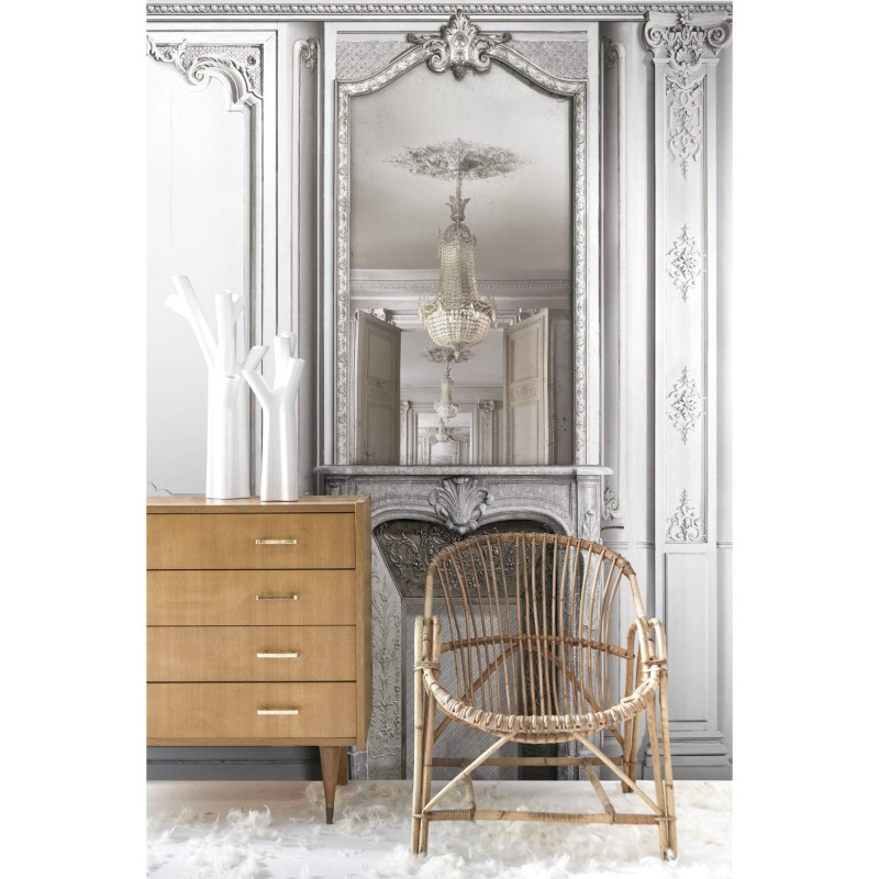 7941-83P | White pastel column with Haussmann panelling 40cm