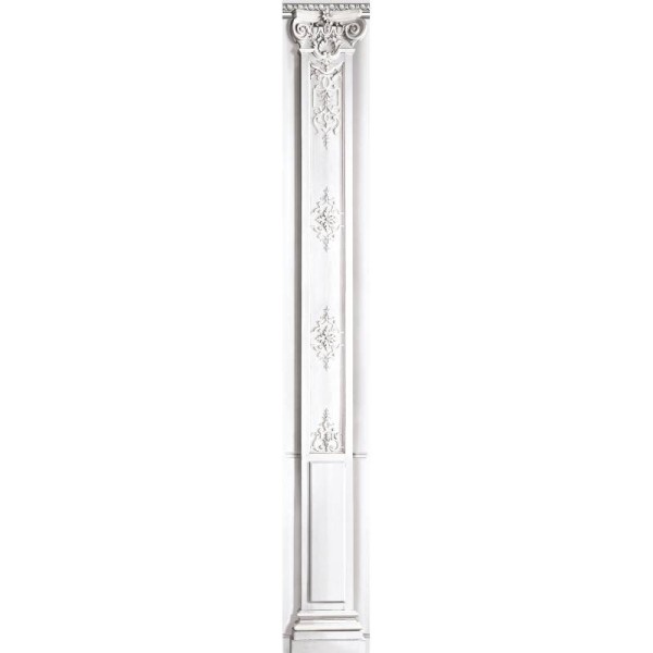 7941-83P | White pastel column with Haussmann panelling 40cm