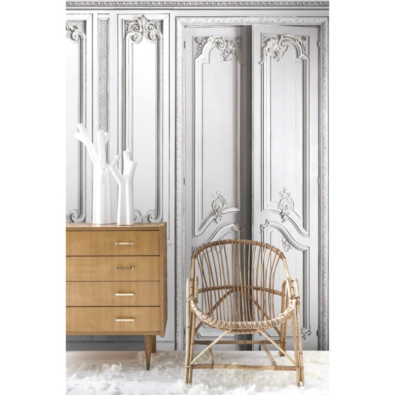 7941-85P | White pastel narrow panel with haussmannian panelling 52cm