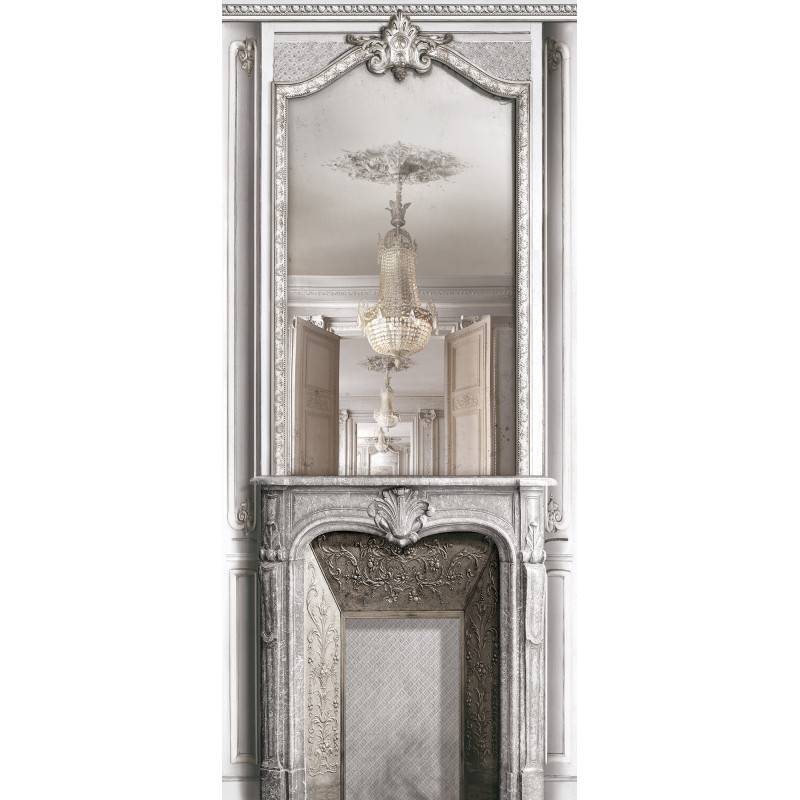 7941-97P | White pastel fireplace and mirror perspective haussmannian 133cm