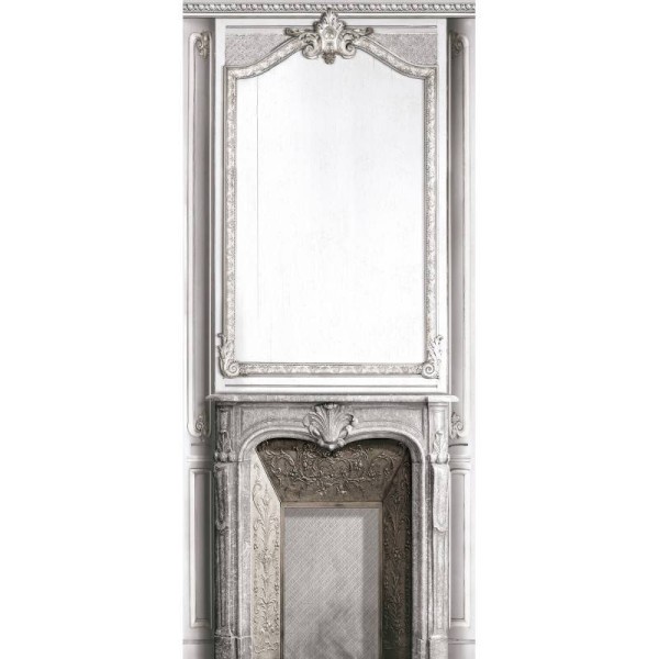 7941-99P | White pastel fireplace and haussmannian panelling 133cm