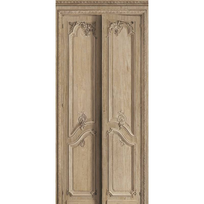 7942-20P | Elm wood double door with simple Haussmann panelling 133cm