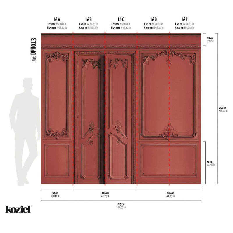 DPH013 | Set of Haussmann wood panels - Terracotta